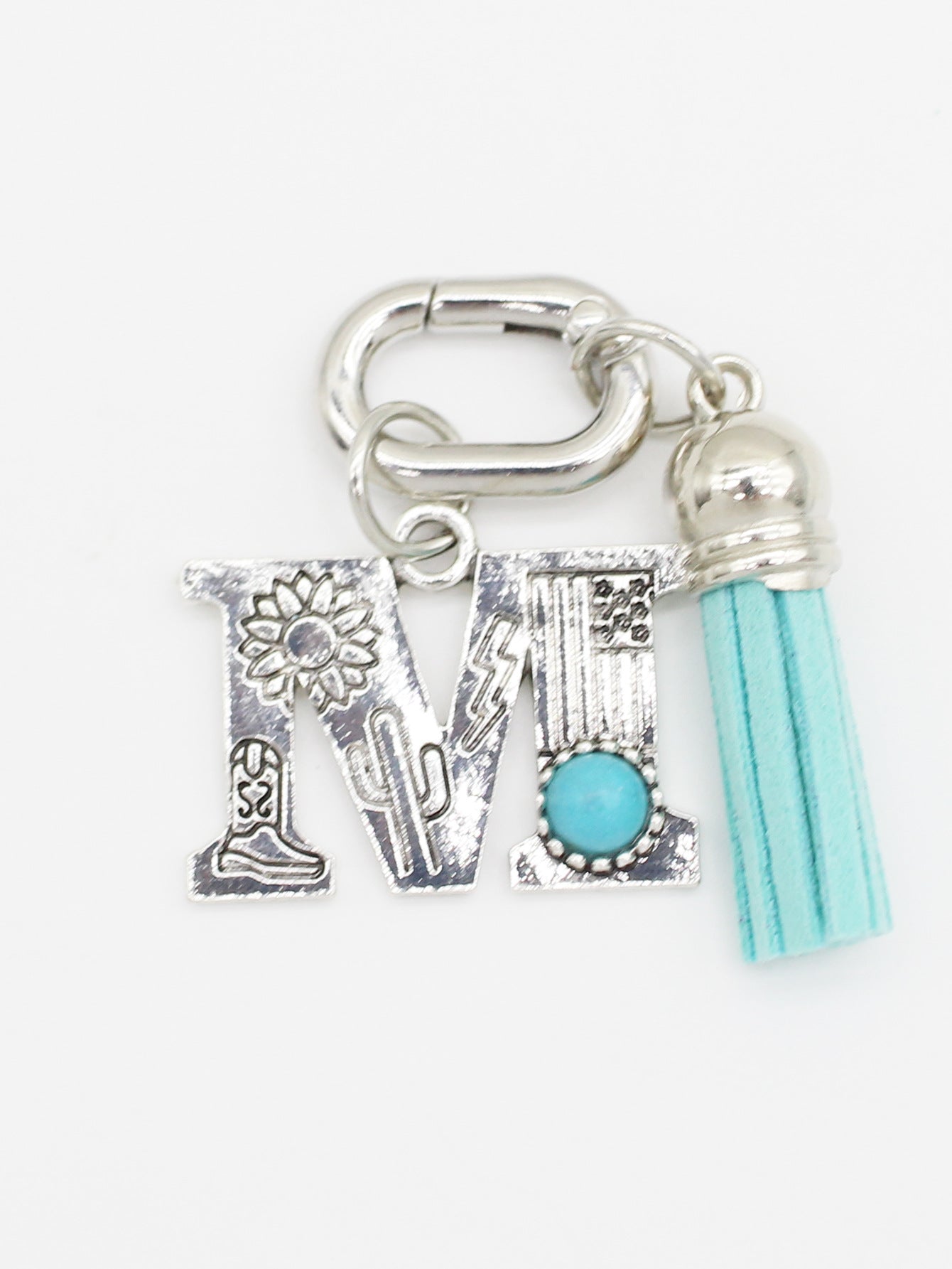 Wholesale ethnic style turquoise 26 letter tassel pendant